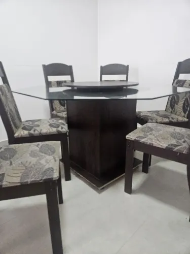 Mesa de jantar 6 cadeiras com centro giratório