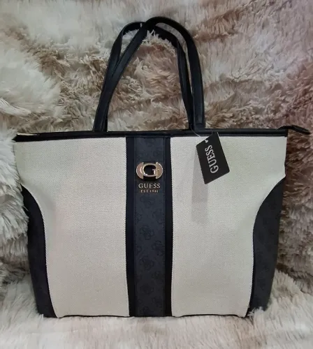 Bolsa guess tote bege e preta nova