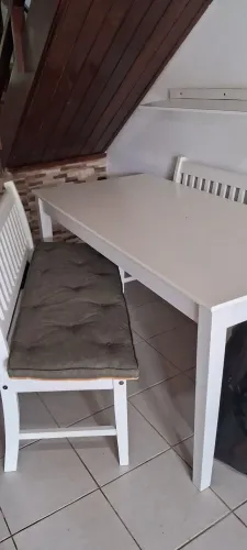 Mesa retangular tok stok, 2 bancos almofadas inteiras, dupla face, impermeável, 1.60x0.75