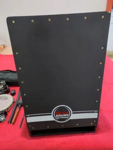 Cajón Estendido Pro Inclinado Elétrico + Kit Percussão Completo | Setup Acústico Pro