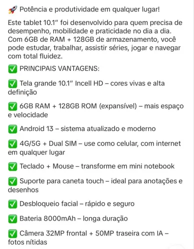 Tablet mini computador completo - NOVO