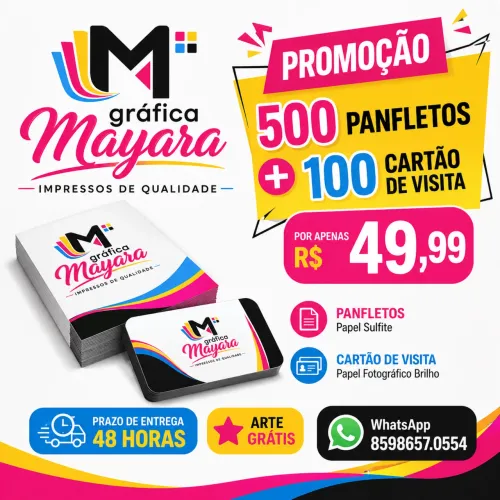 500 panfletos + 100 cartão de visita