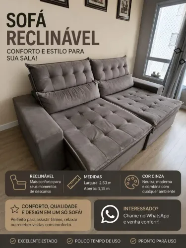 Sofá Retrátil e Reclinável 