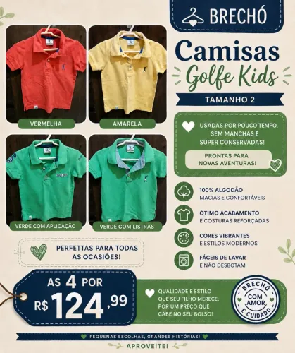 Gold class kids 2anos - 4 por R$124,99 originais