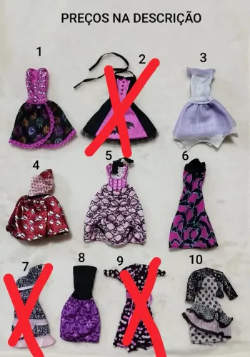Roupas para bonecas Monster High variadas.( LEIA A DESCRIÇÃO)