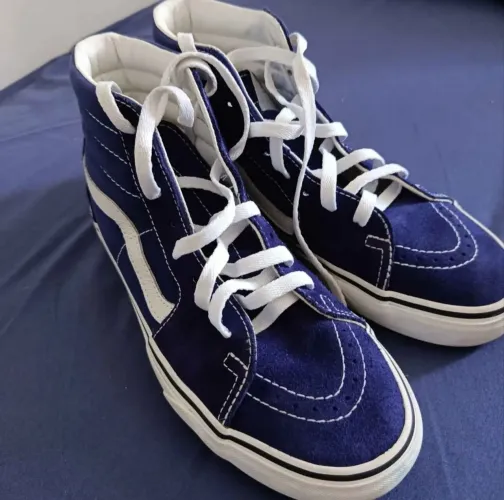 Sapato Vans cano alto azul original