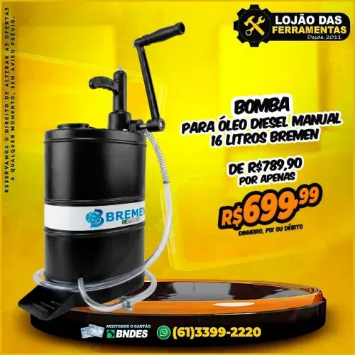 Bomba Para Óleo Diesel Manual 16 Litros Bremen