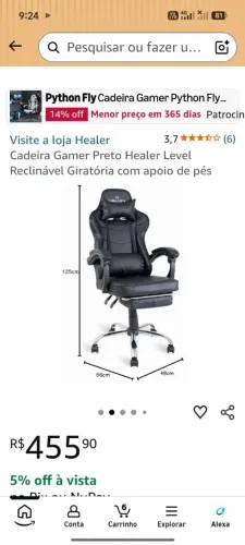 Cadeira Gamer Healer Level Reclinável