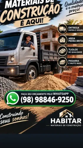 Tijolo, Areia, Piçarra, Pedra brita com entrega em toda São Luís
