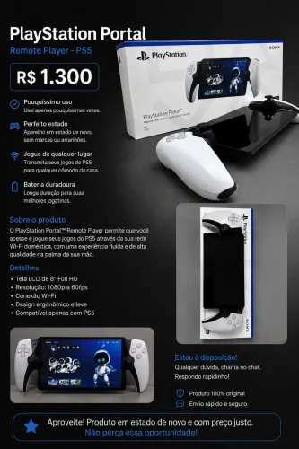 PlayStation Portal PS5 - Pouquíssimo Uso - R$ 1.300