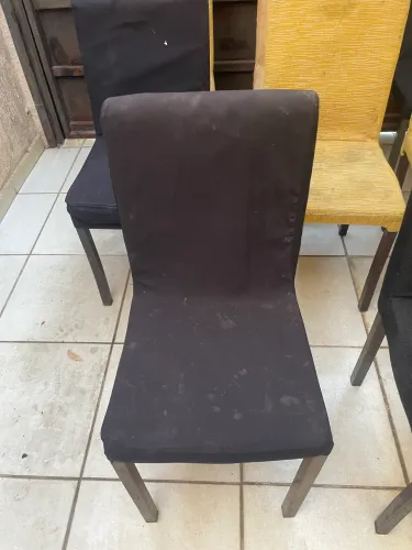 Kit 8 Cadeiras de Jantar - Estrutura de Ferro + Capas Removíveis Pretas