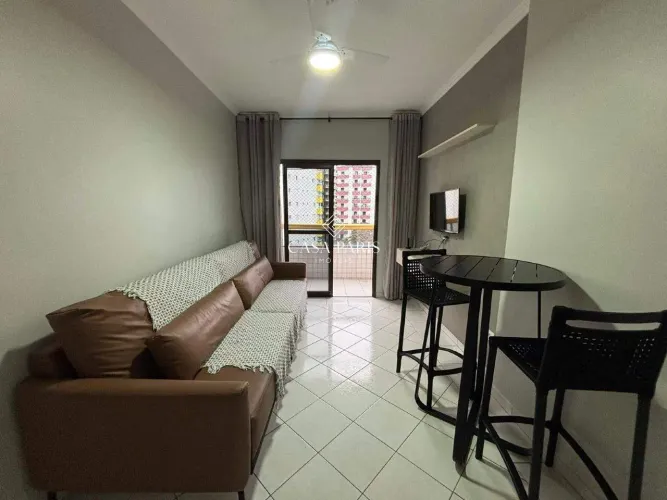 Apartamento Mobiliado com Vista Mar 1 Dorm. | Mirim, Praia Grande (1 vaga)