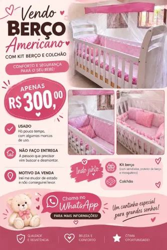 VENDO BERÇO AMERICANO - R$ 300,00