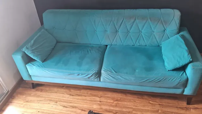 Sofá 3 Lugares Retrô Azul Turquesa (Desapego)
