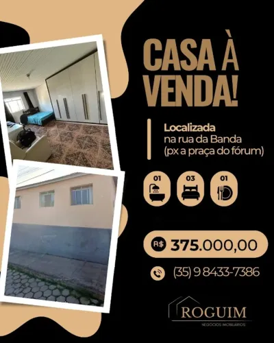 MG Casa a Venda 80m² , 4 dormitórios, murada, doc OK, São Dimas - Andrelândia MG