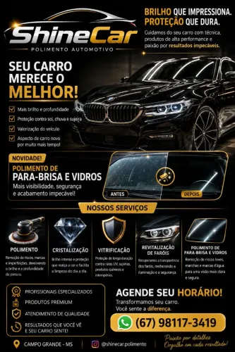 Polimento automotivo, Cristalização, Vitrificação, Reparo de Faróis SheineCar Estética