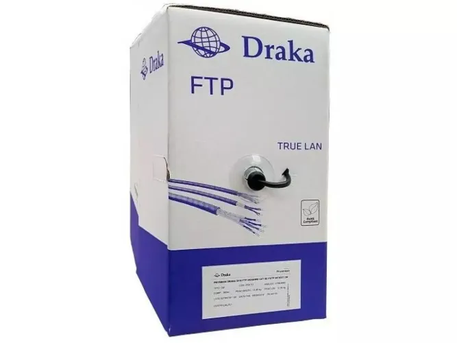 Cabo de Rede Cat5e FTP Blindado LAN 4p CX Preto 100% Cobre 305mts Prysmian