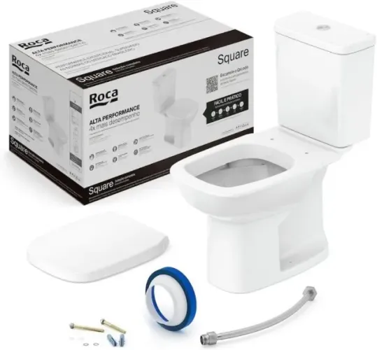 Kit Vaso Sanitário Roca Square com Caixa Acoplada e Assento Soft Close - Novo Lacrado