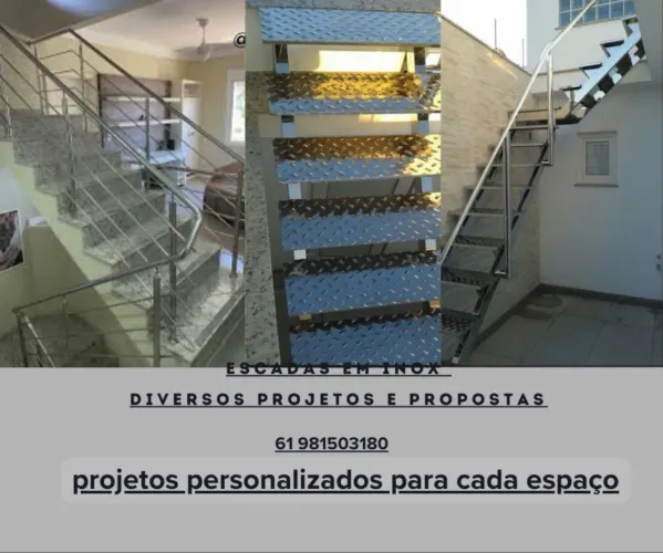 Diversas escadas em inox 
