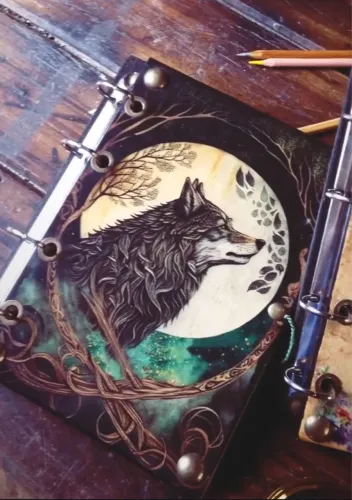 Caderno Artesanal Lobo Lunar $280