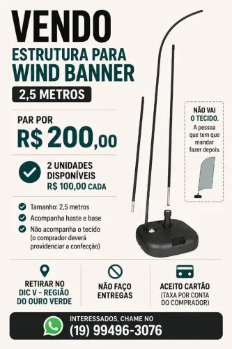 Estrutura para Wind Banner - Haste + Base / 2,5mts