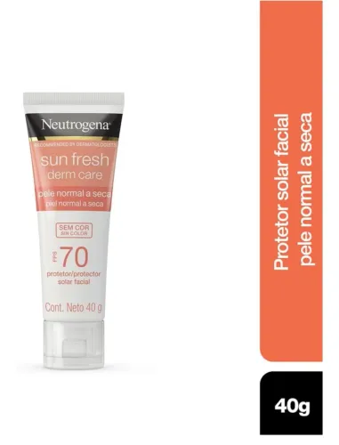 Protetor Solar Facial Para Pele Seca Neutrogena Sun Fresh Derm Care Sem Cor FPS 70, 40g 