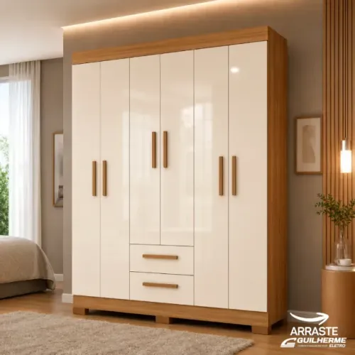 Guarda Roupa 6 Portas 2 Gavetas - Produtos Novos de Fábrica