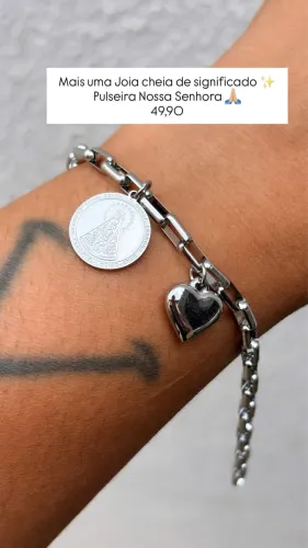 Pulseira Nossa Senhora Aço Inox 