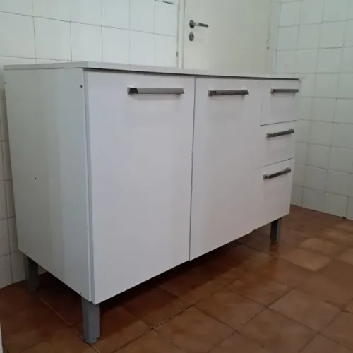 Balcão de Cozinha Branco - 2 Portas e 3 Gavetas