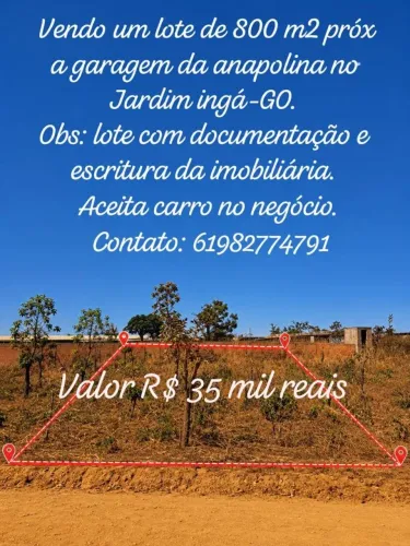 Lote na cidade de jardim ingá - Go