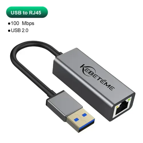 Adaptador de Rede USB Fast Ethernet RJ45 Alta Velocidade 10/100 Mbps Kebeteme