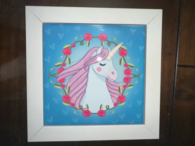 quadro de cerâmica unicórnio pequeno decoração