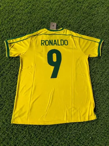 Camisa Retrô Brasil Seleção Brasileira Ronaldo Fenômeno 1998 - Amarela Copa do Mundo