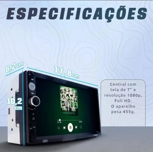 Multimidia 7 polegadas, novo, na caixa