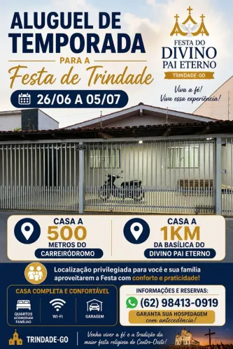ALUGUEL PARA FESTA DE TRINDADE 