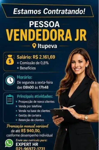 Vaga: Pessoa Vendedora Jr em Itupeva