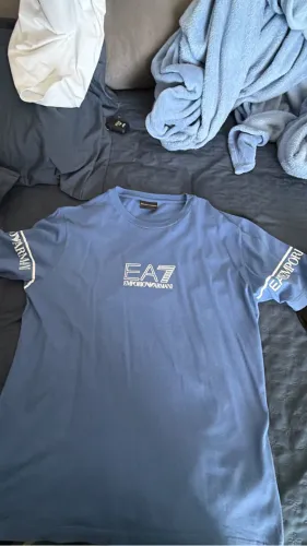 Camisa empório armani azul masculina.