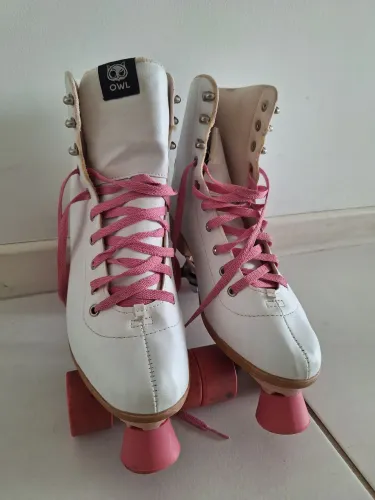 Patins Quad OWL Sports tamanho 39 - rosa com branco