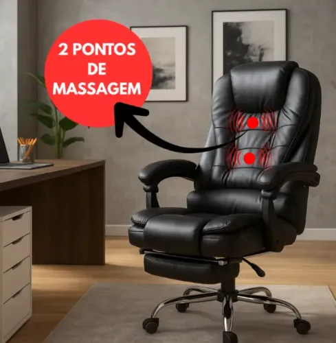 Cadeira de Escritório Presidente Executiva com Massagem Cor Preto