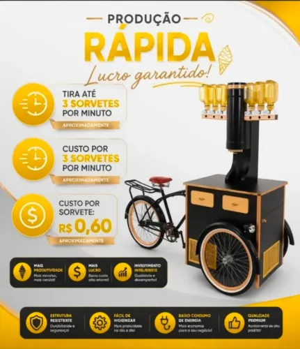 Máquina de Sorvete Vintage Profissional