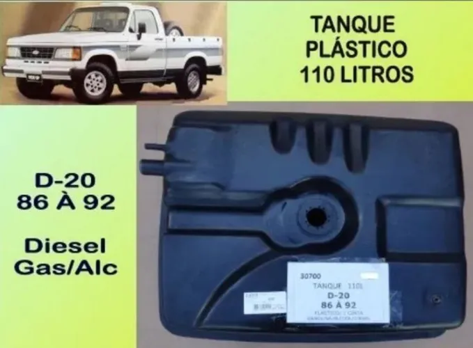 Tanque Combustível D-20 85 À 92 Plástico 110litros Diesel Gas Alc