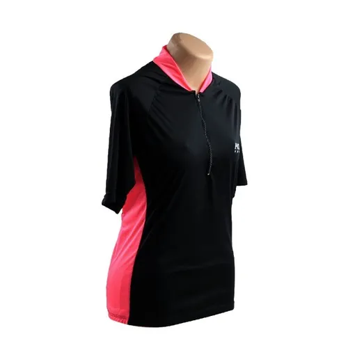 Camisa Ciclismo Feminino Manga Curta Hold Sports Proteção UV Preto e Rosa Tamanhos 8129