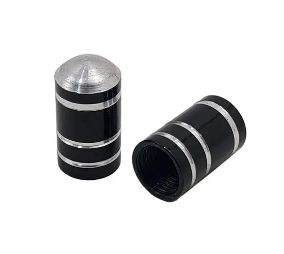 2x Tampas Válvula Bico Pneu Bike Alumínio Na Cor Preta Para Bico Grosso Schrader 9025