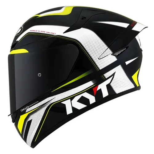Capacete Kyt TT Course Grand Prix Tamanho 60 Novo, Preto Branco e Amarelo FLúor