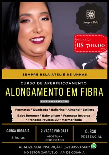 Curso - Presencial - Alongamento em Fibra - Aperfeiçoamento - Em até 10x sem Juros