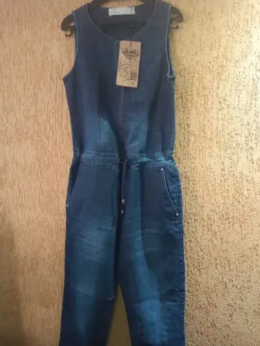 Macacão feminino jeans -Crissol<br>