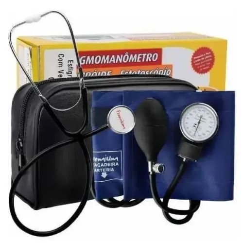 Esfigmomanômetro aneroide com estetoscópio Premium