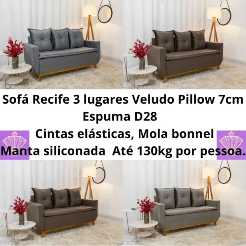 Sofá Recife 3 lugares Veludo RF