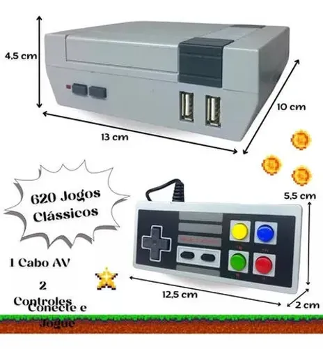 Video Game Classico Retro 620 Jogos Com 2 Controles e Console