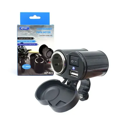 Carregador Para Moto 12V Com Porta USB e Acendedor de Cigarro - Knup em São Luís ma